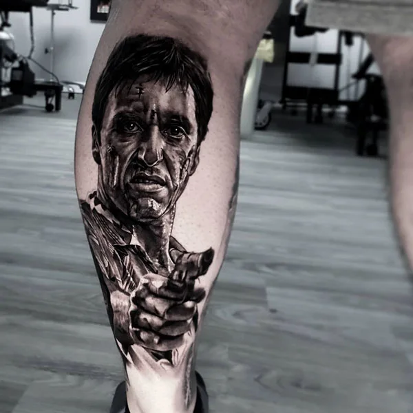 Scarface portrait tattoo