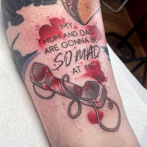 Scream phone tattoo