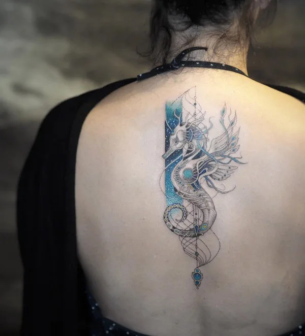 Seahorse Back Tattoo 1