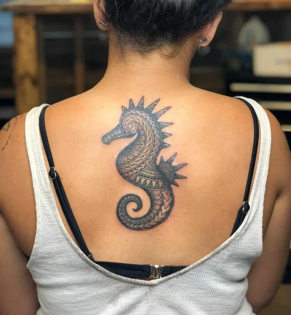 Seahorse Back Tattoo 2