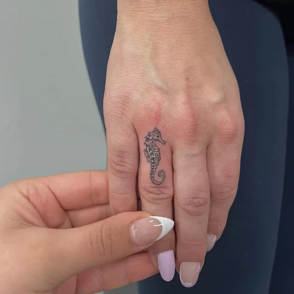 Seahorse Finger Tattoo