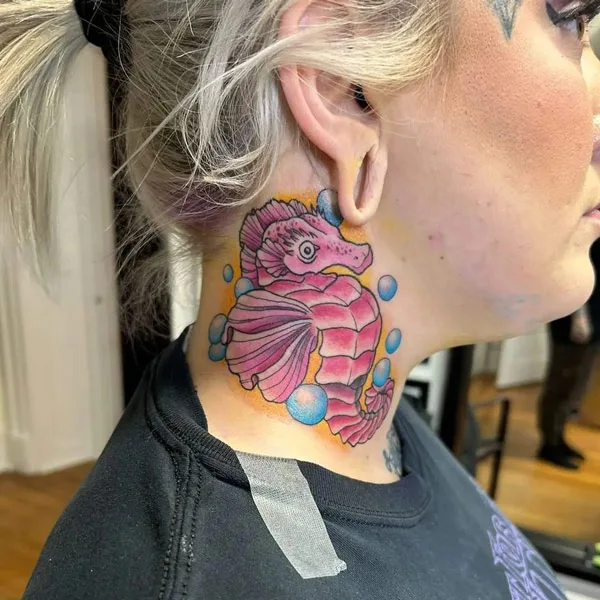 Seahorse Neck Tattoo