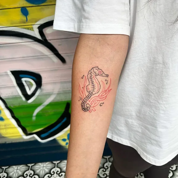 Seahorse Outline Tattoo 1