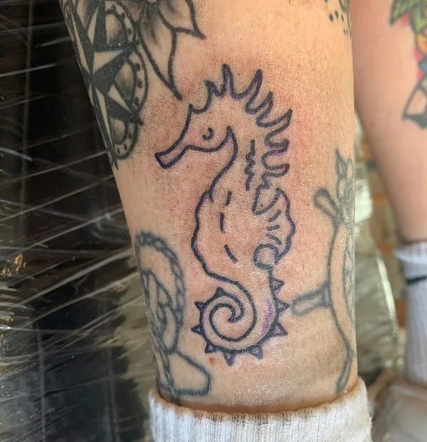 Seahorse Outline Tattoo 2