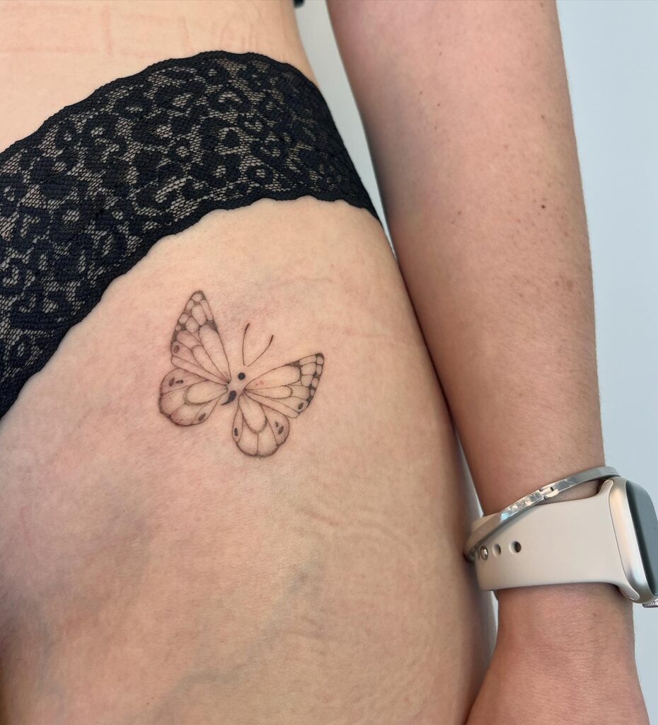 Semicolon Butterfly Tattoo, a Graceful Design: Hip Flutter