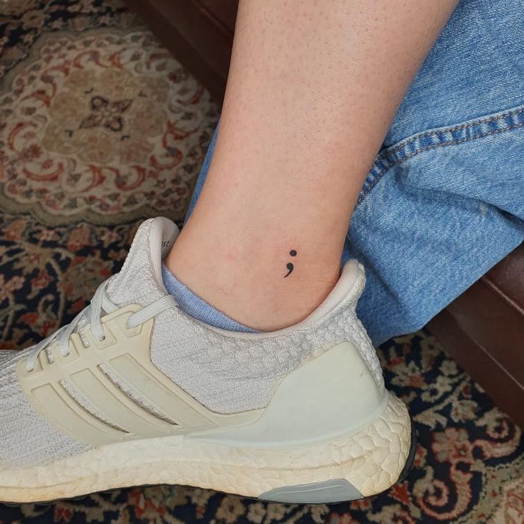 Semicolon Tattoo Above the Ankle: Clean Lines, Deep Meaning