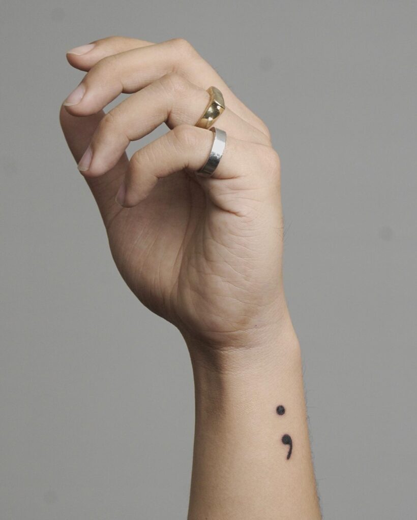 Semicolon Tattoo on the Side of the Wrist: Wrist Elegance