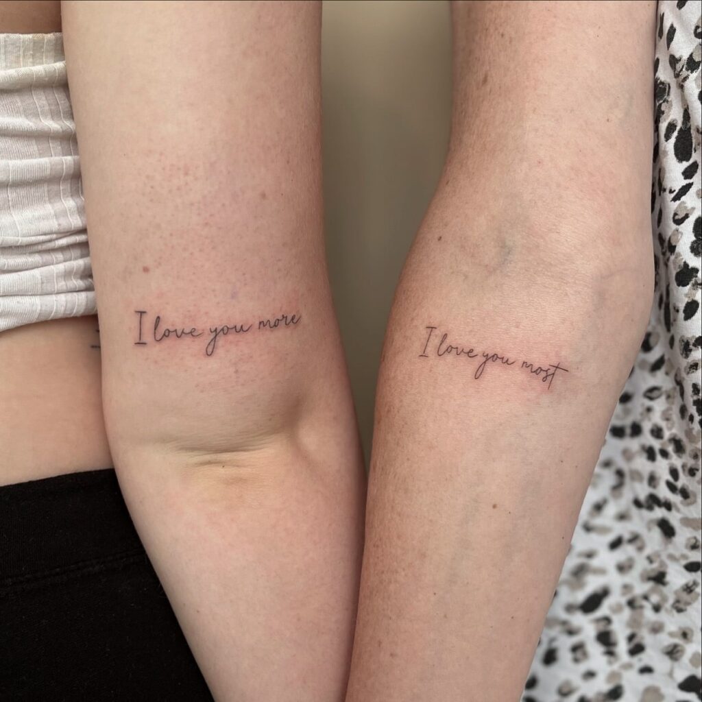 Sentimental mother and daughter I love you more tattoos for a deep connection