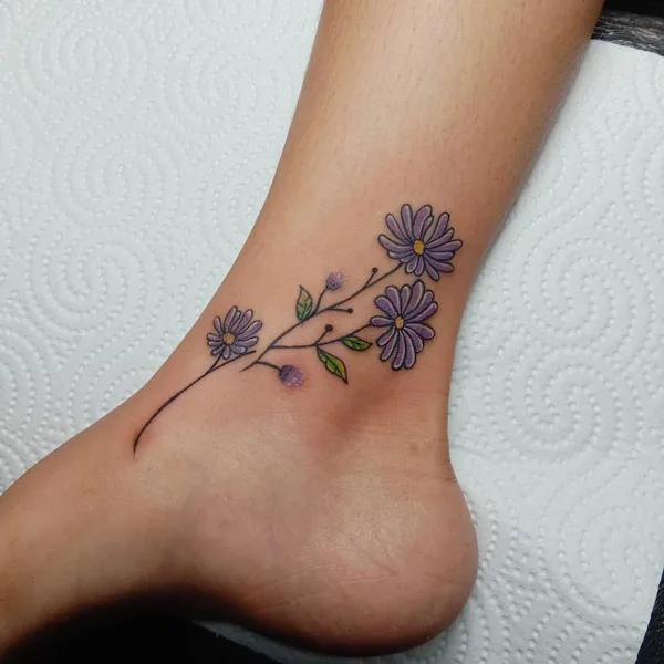 September Birth Flower Ankle Tattoo