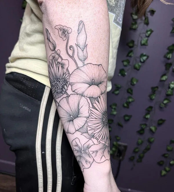 September Birth Flower Forearm Tattoo 1