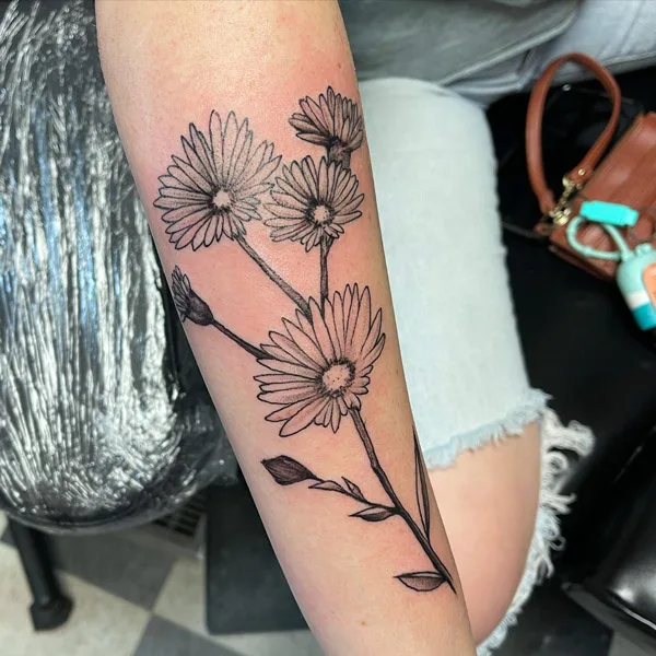 September Birth Flower Forearm Tattoo 2