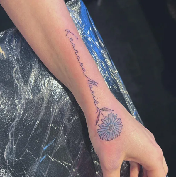 September Birth Flower Name Tattoo 1