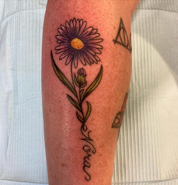 September Birth Flower Name Tattoo 2