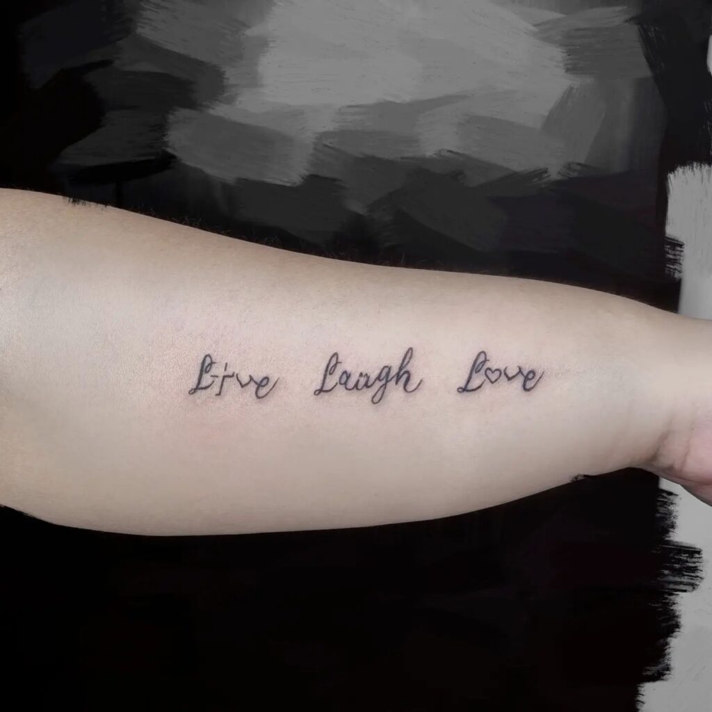 Serene Serenity Hand Tattoo of Life Love and Laughter