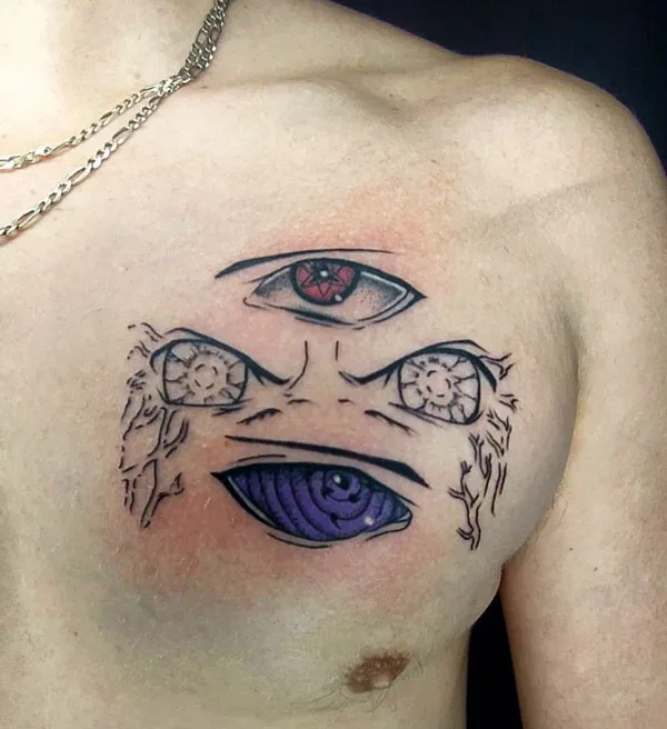 Sharingan chest tattoo