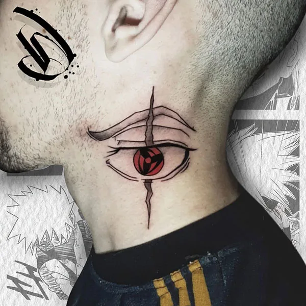 Sharingan tattoo neck