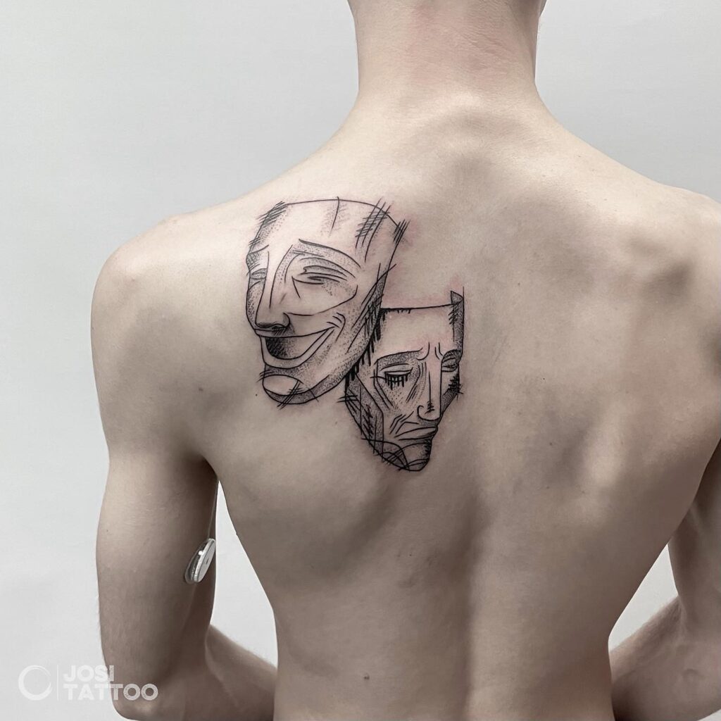 Shoulder Blade Tattoo Laugh Now Cry Later Design for Men 