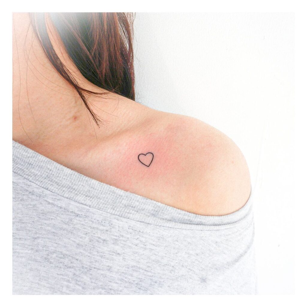 Shoulder elegance outline heart love tattoo for girls