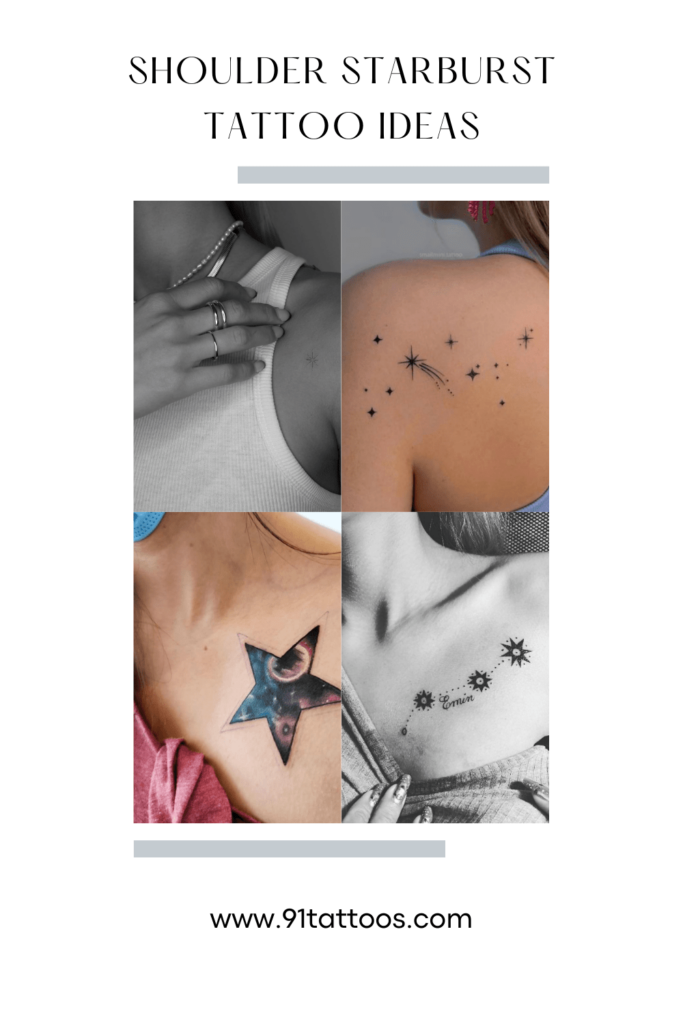 Shoulder starburst tattoo ideas for a stunning effect burst of radiance
