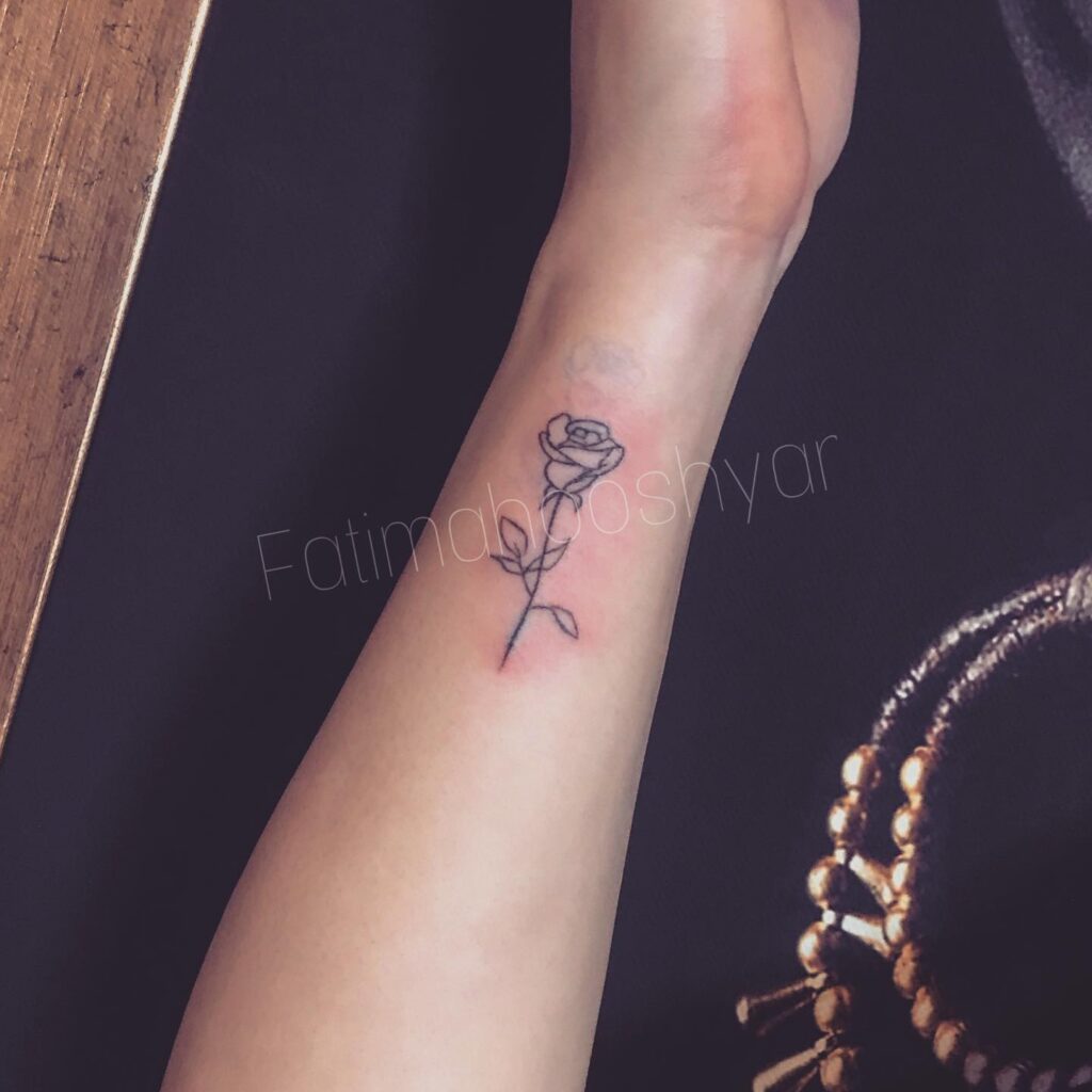 Side Forearm Outline Rose Tattoo for Subtle Beauty: Elegance Unveiled