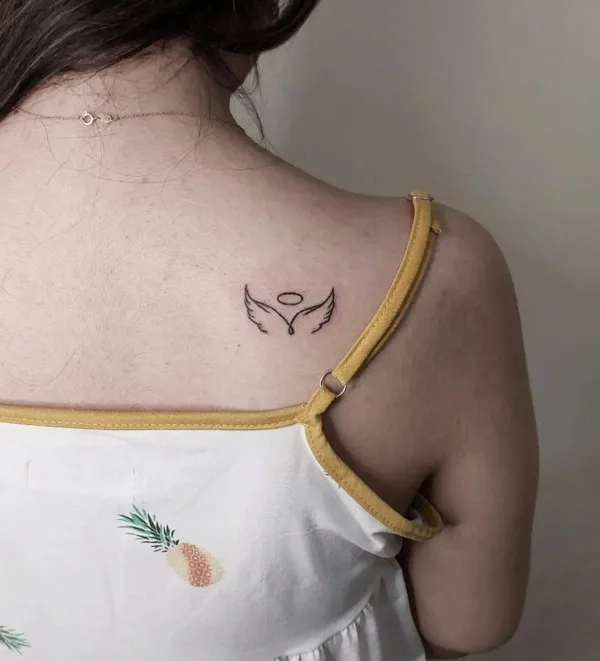 Simple angel wings tattoo