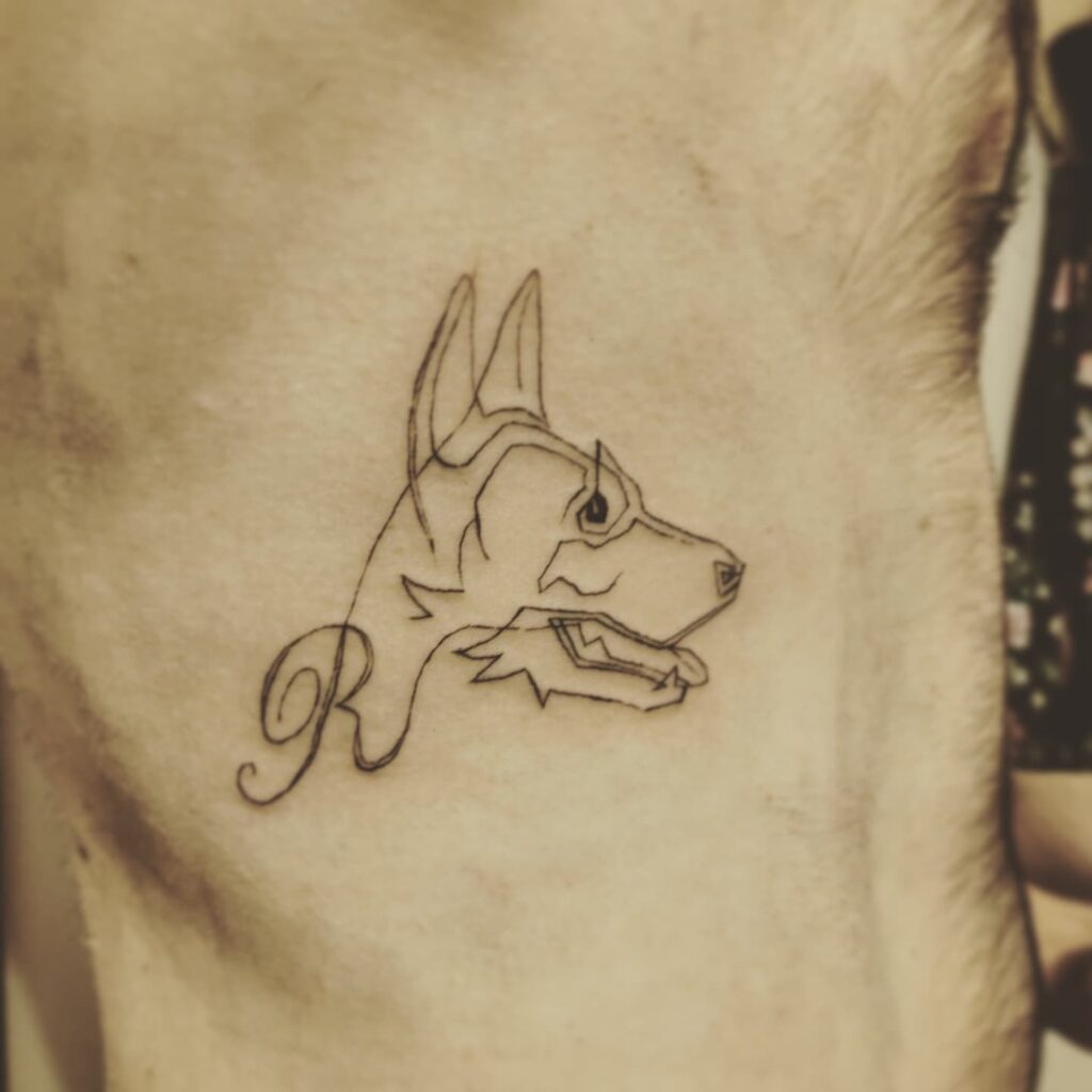 Simple out lined german shepherd tattoo ideas with image