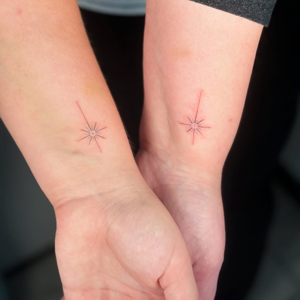 Simple yet meaningful starburst wrist tattoo for guidance