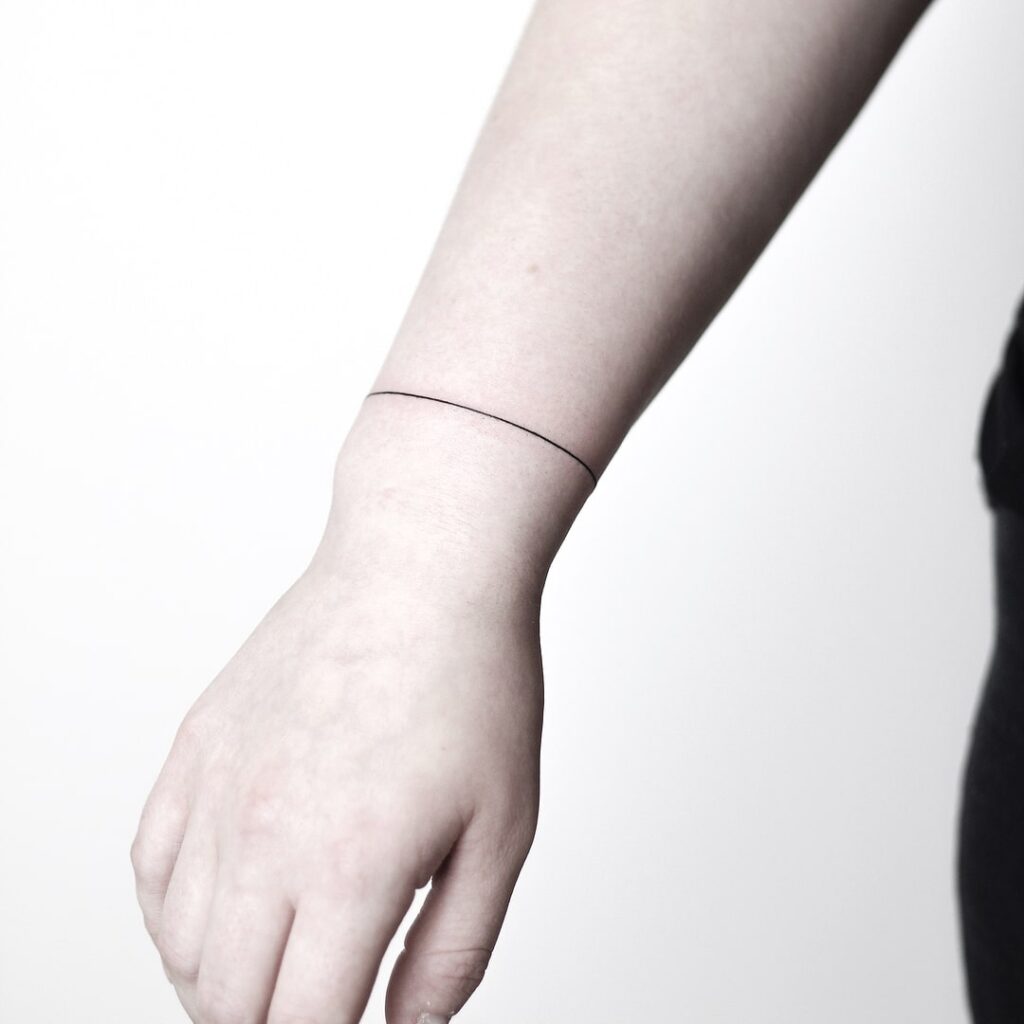 Single Line Bracelet Wrist Tattoo Incredibly Thin for Subtle and Graceful Adornment Singular Grace