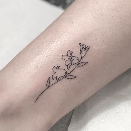 Single-Lined Bluebell Tattoos Design For Leg