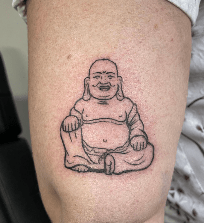 Single Lined Simple Seated Laughing Buddha