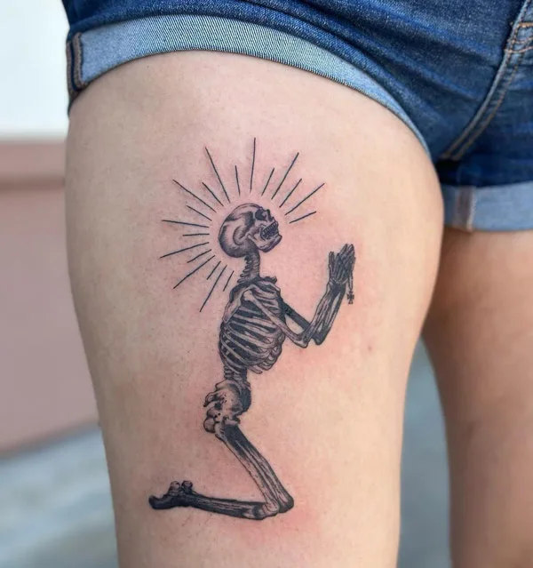 Skeleton Praying Hands Tattoo 1