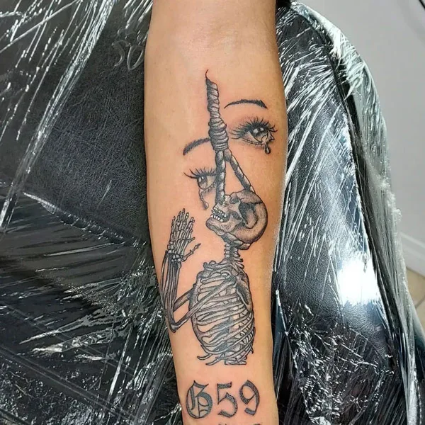 Skeleton Praying Hands Tattoo 3