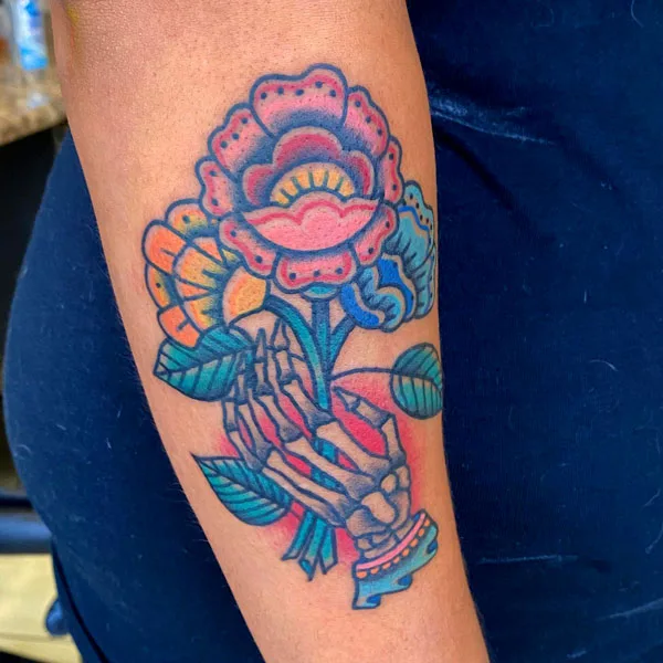 Skeleton hand tattoo 17