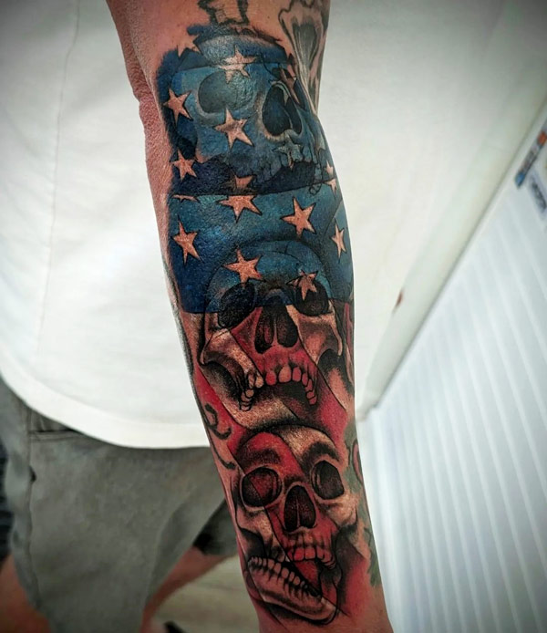 Skull American Flag Tattoo 1