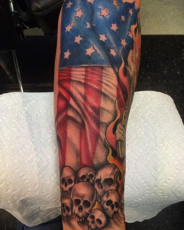 Skull American Flag Tattoo 2