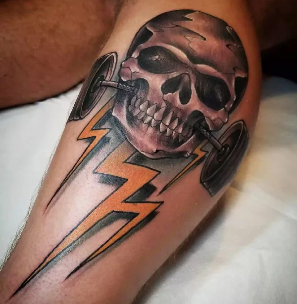 Skull lightning bolt tattoo 1
