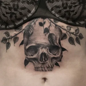 Skull underboob tattoo 1