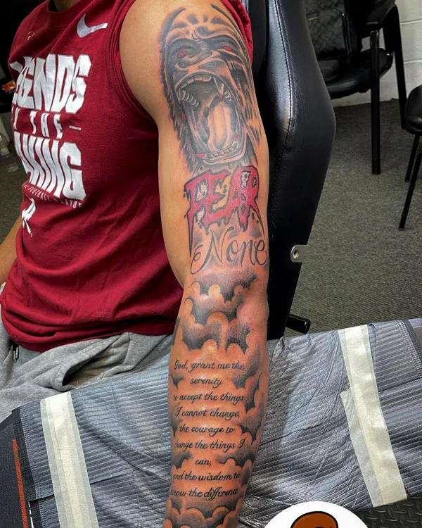 Sleeve fear none tattoo