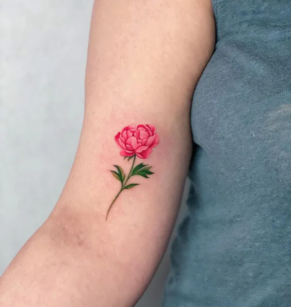 Small Peony Tattoo 2
