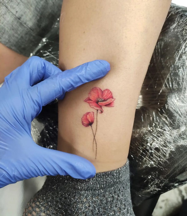 Small Poppy Flower Tattoo 2