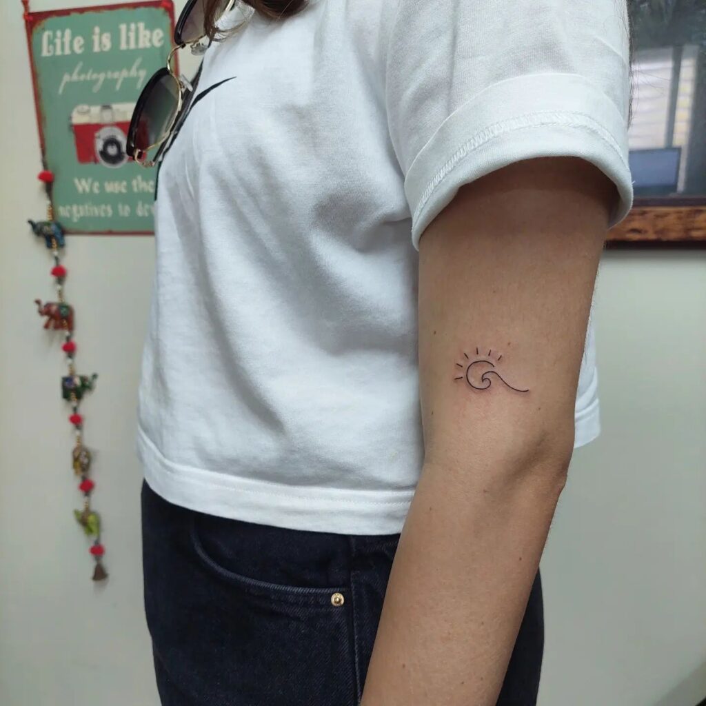 Small Sun Wave Tattoo for Girls on Arm Natures Harmony