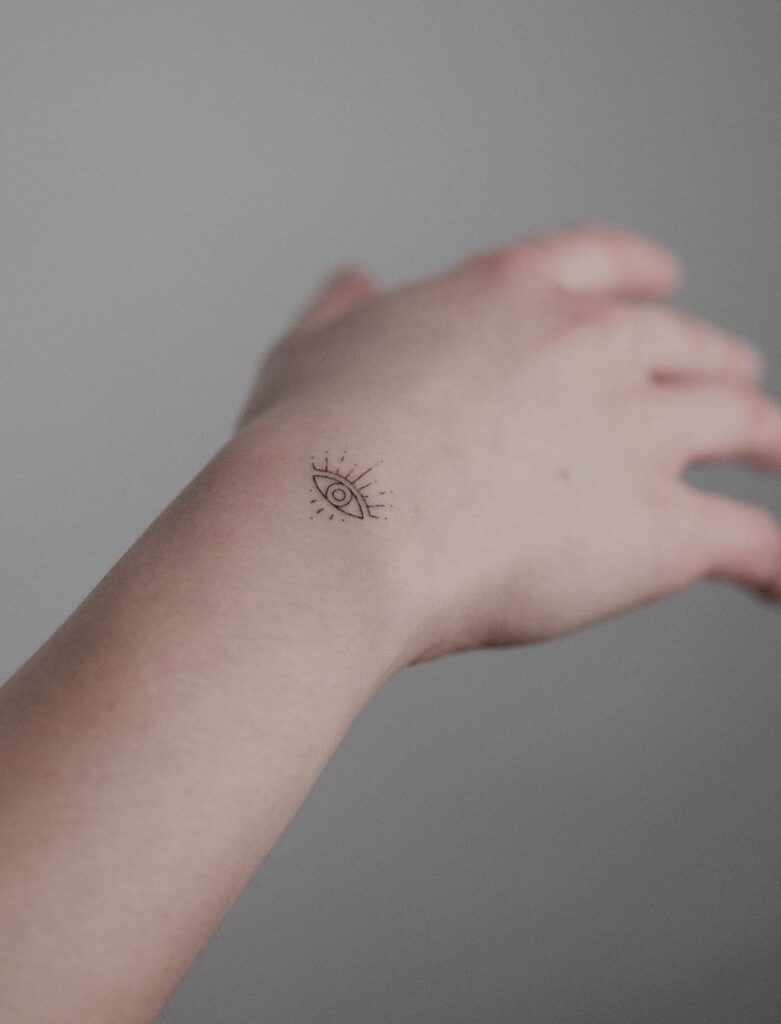 Small Eye Tattoo Adorning the Outer Tattoo: Simply Watching
