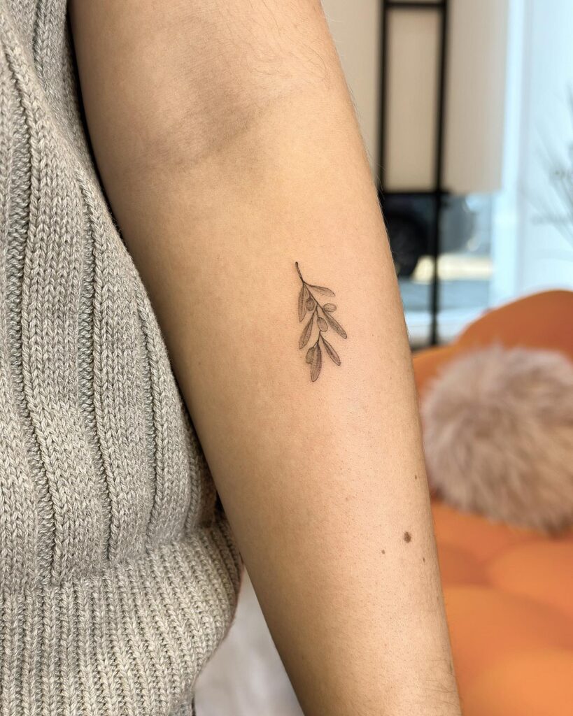 Small Olive Branch Tattoo on the Forearm: Olive Branch of Peace