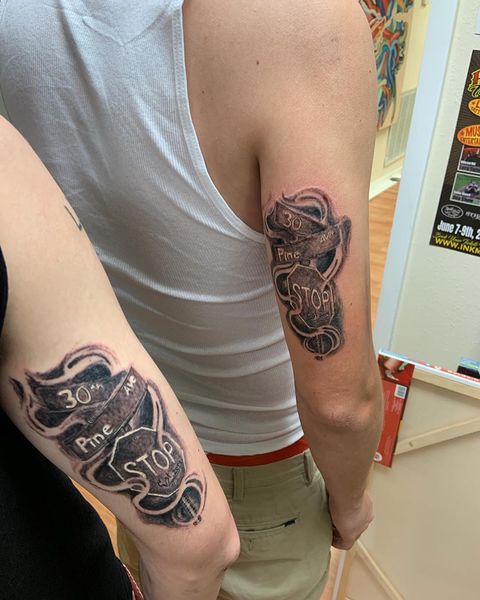 Smoky Street Sign Tattoos