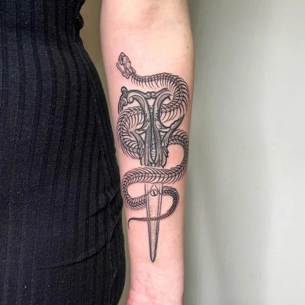 Snake Skeleton Tattoo 2