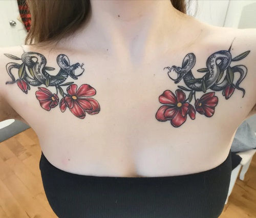 Graceful Snake and Flower Tattoo Designs with Symbolic Meaning 5