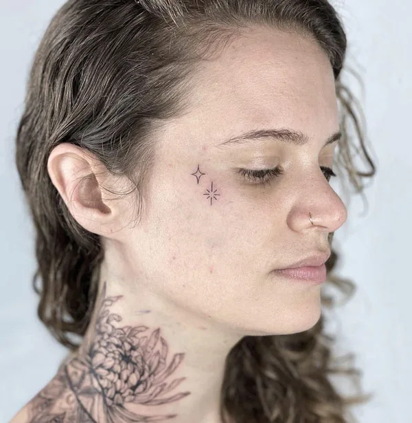 Sparkle face tattoo
