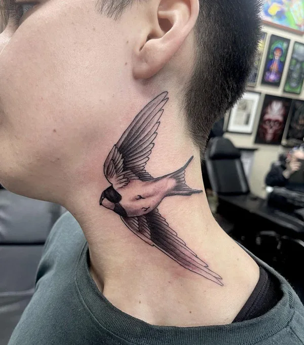 Sparrow Neck Tattoo 1