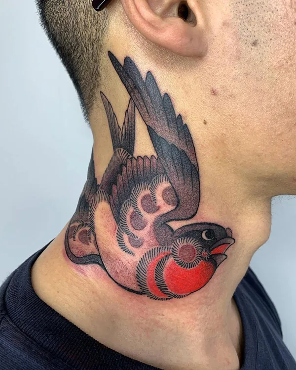 Sparrow Neck Tattoo 2