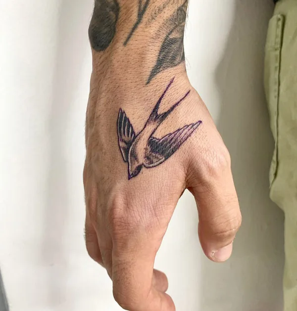 Sparrow Tattoo on Hand 2